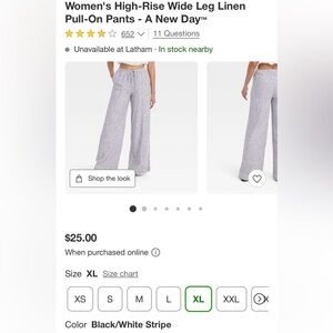 Women’s Target wide-leg high rise pull on linen pants